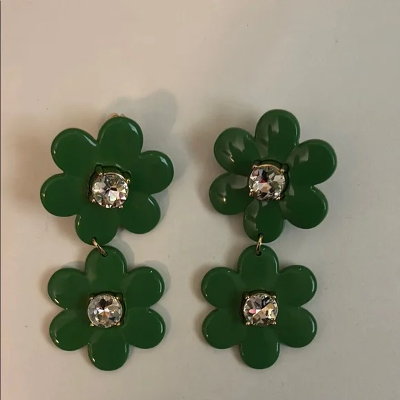 Kate Spade Green Flower Earrings with Gemstone Accent - Picture 6 of 6